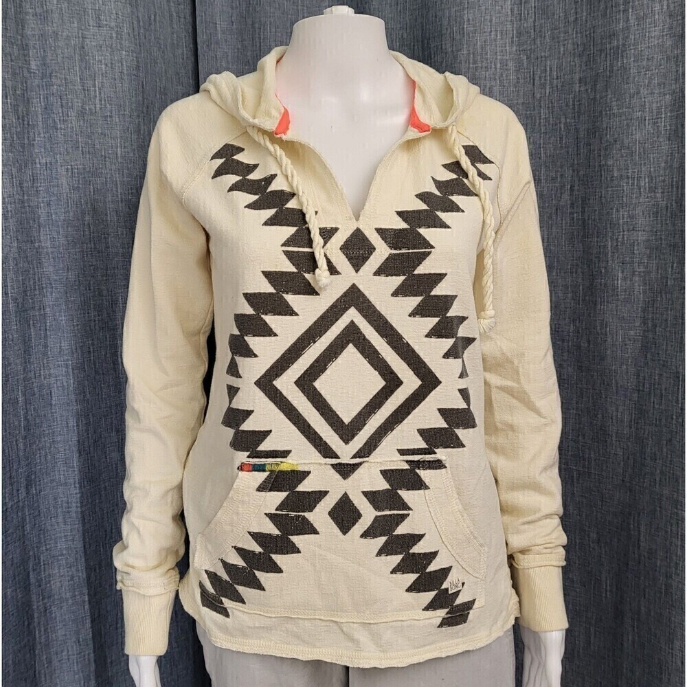 Women’s Hoodie Lightweight Long Sleeve Pullover Off White Size Small
